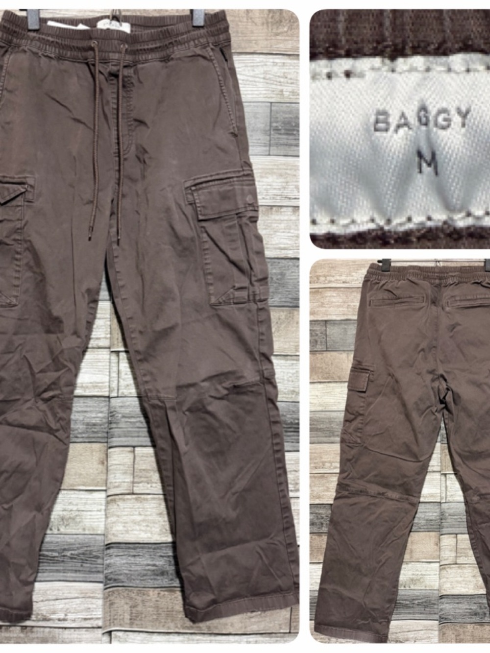 Pacsun Baggy Cargo Joggers Men’s M Brown Drawstring (Inseam 29.5)